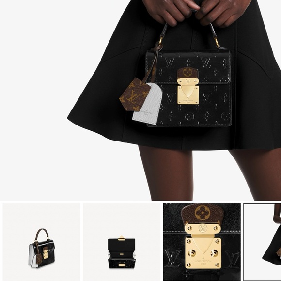 Louis Vuitton Black and Brown Satchel with Gold Hardware